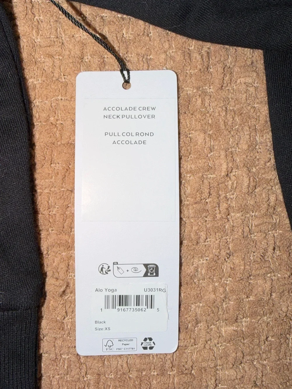 ALO Black Crewneck Sweater-Black Small